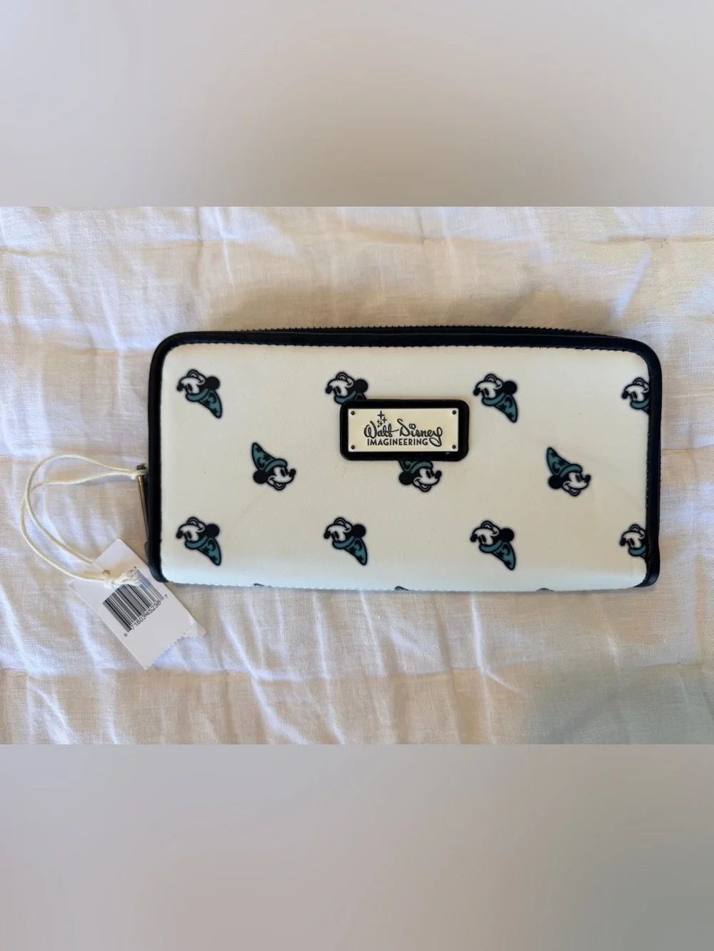 Disney White & Blue Sorcerer Mickey Zip Card Holder Wallet
